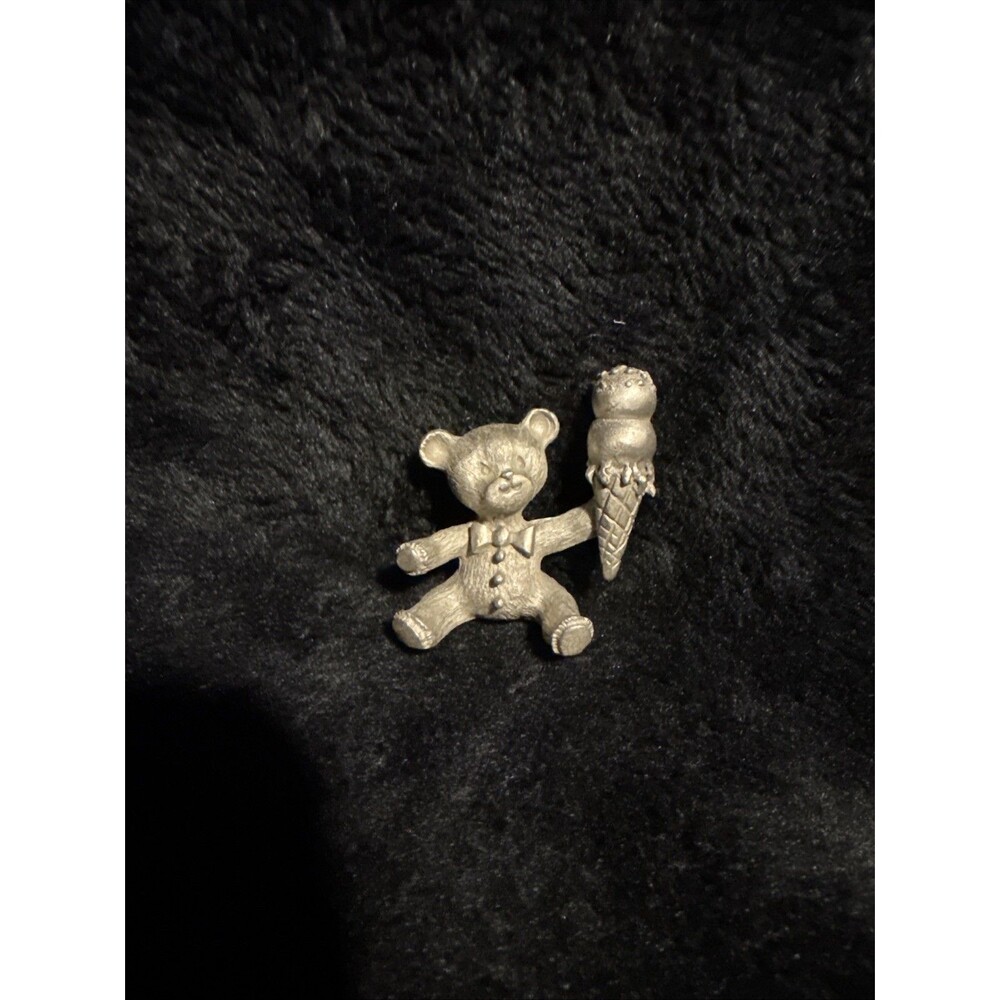 Vintage 1986 Spoontiques Pewter Bear With Ice Cream Figurine #436